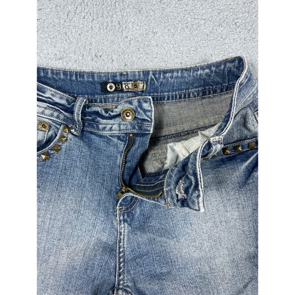 9.8 Womens Size 8 Camo Back Pocket Studded y2k Denim Jeans - Picture 6 of 12